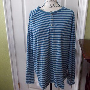 💕 3/$25 💕 Men's Goodthreads Indigo Striped Henley Tee Size XXXL 3XL